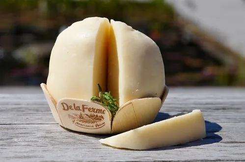 Rumänischer halbfester Schnittkäse aus Schaf- & Kuhmilch "Branza de burduf" im Körbchen - Produktbild 3