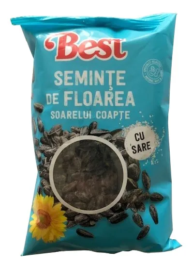 Schwarze Sonnenblumenkerne, ungeschält, gesalzen und geröstet