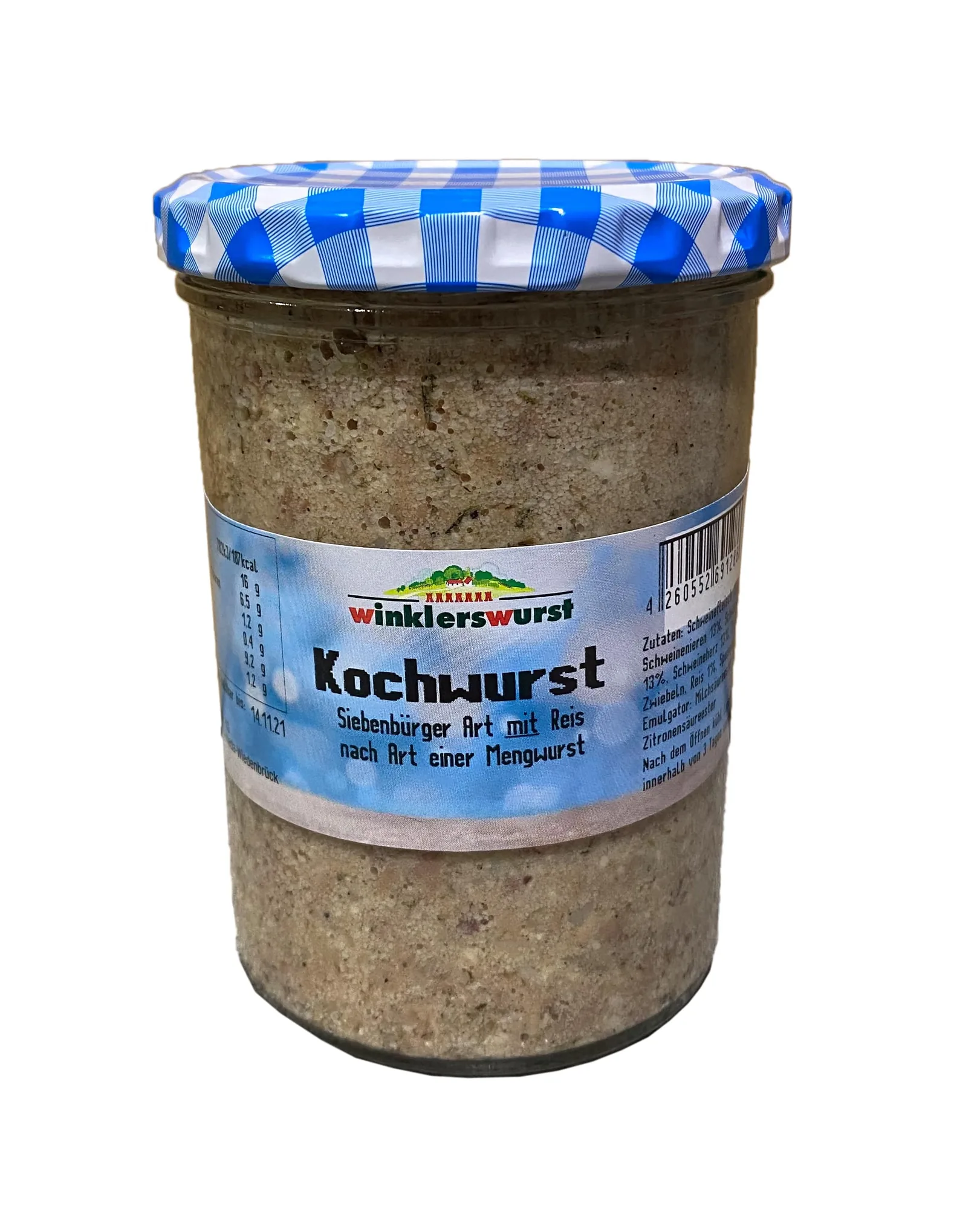 Kochwurst im Glas mit Reis