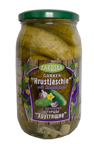 Eingelegte Gurken mit Knoblauch "Hrustjaschie"